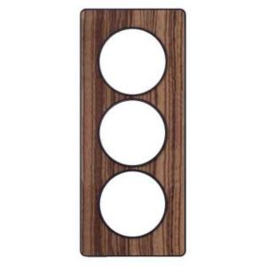 Schneider Odace Touch Plaque Bois Zebrano Avec Liseré Anth. 3 Postes Verti. Entraxe 57mm