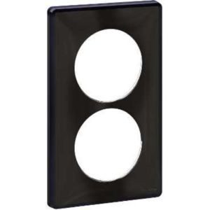 Odace You Noir, Plaque De Finition Support Anthracite 2 Postes Entraxe 57mm