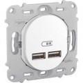 Double Chargeur USB Blanc 2,1 A Ovalis Schneider – sans Plaque de Finition