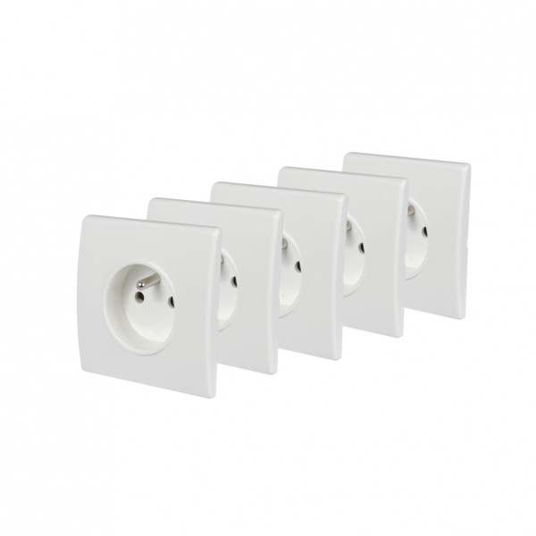 LOT DE 5 PRISES PERFECT 2P+T 10/16A BLANC
