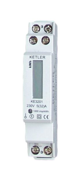 Compteur électrique modulaire Ketler monophasé 45A simple tarif certifié MID affichage LCD