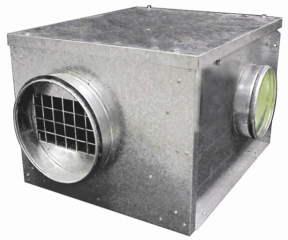 Caisson C4 isolé 25 mm, 800 m3/h, coudé à 90°. (CACB-N 008 1 ISOLE)