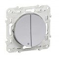 Interrupteur ou va-et-vient double lumineux aluminium Schneider Odace 10A led 1,5mA