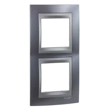 Schneider Unica Top Gris Métal liseré Graphite - plaque de finition 2 postes 2x2 mod.vert.71mm