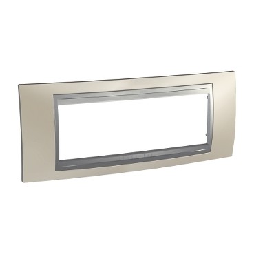Schneider Unica Top Nickel Mat liseré Alu plaque de finition 6 modules hor.45mm