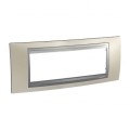 Schneider Unica Top Nickel Mat liseré Alu plaque de finition 6 modules hor.45mm