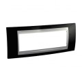 Schneider Unica Top Noir Rhodium liseré Alu plaque de finition 6 modules hor.45mm