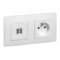 Double prise USB Legrand Niloé 2P+t - blanc - Encastré