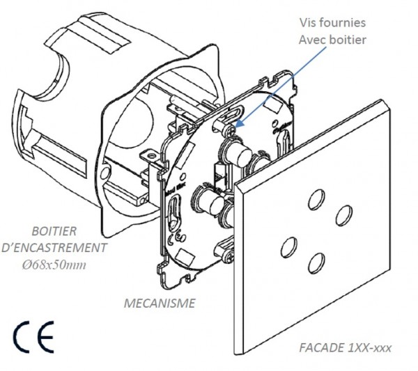Mécanisme Doré double horizontale 2 poussoirs alignes (074-312G)