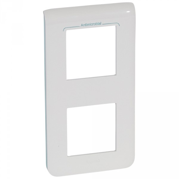 Plaque pour prise et interrupteur Legrand Mosaic - 2x2 modules vertical - antibactérien