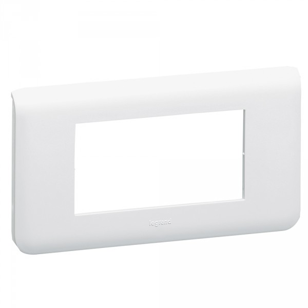 Plaque pour prise et interrupteur Legrand Mosaic - 4 modules - horizontal - blanc