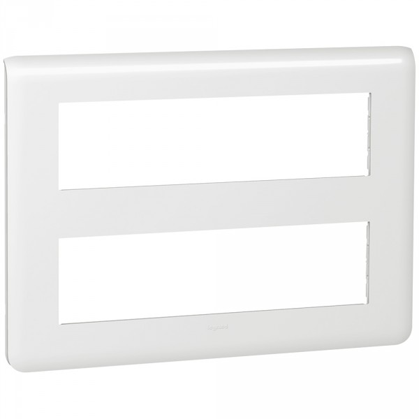 Plaque pour prise et interrupteur Legrand Mosaic - 2x8 modules - blanc