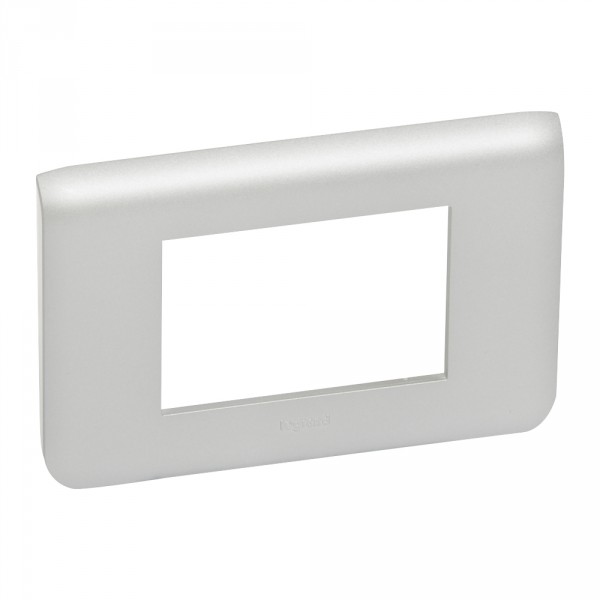 Plaque pour prise et interrupteur Legrand Mosaic - 3 modules - alu - Legrand - 079303