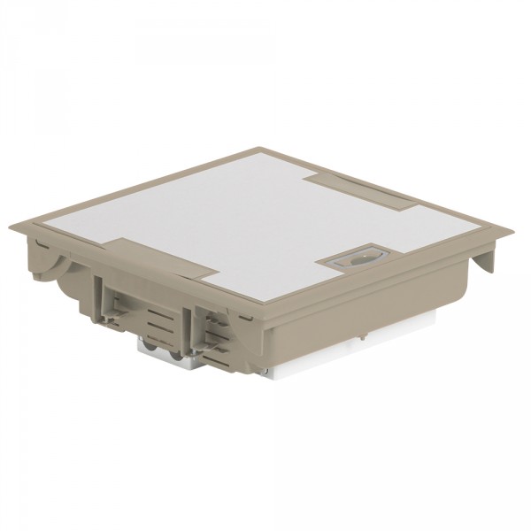 Boîte de sol haut. 75-105 - à équiper - 18 mod - couv revêtement beige RAL 1019