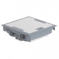 Boîte de sol haut. 75-105 - 6x2P+T (3 détromp) + 3xRJ45 - 18 mod - couv inox