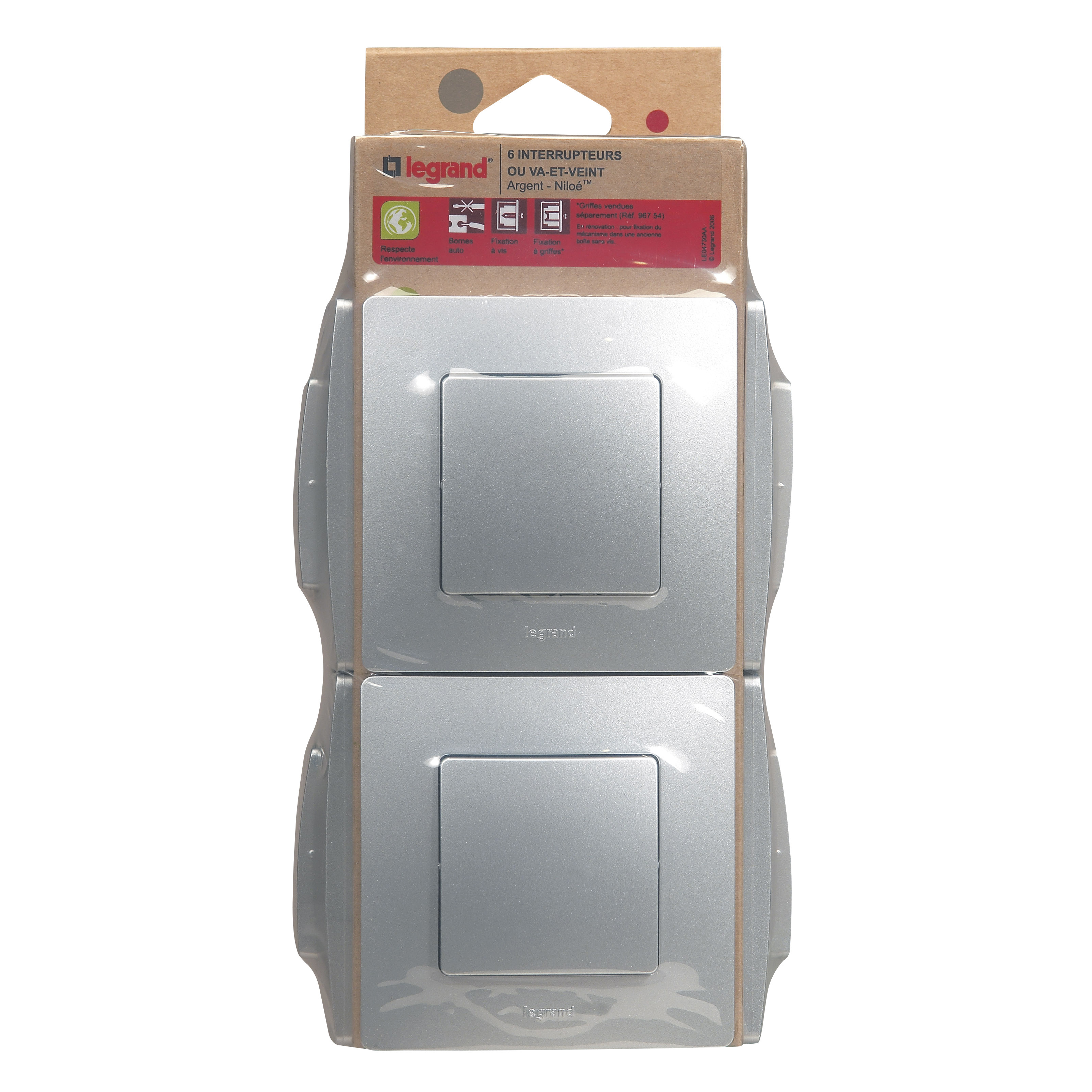 Interrupteur Double Va-et-vient Legrand Niloe - Couleur Gris Argent Aluminium - Neuf (voir Détails)