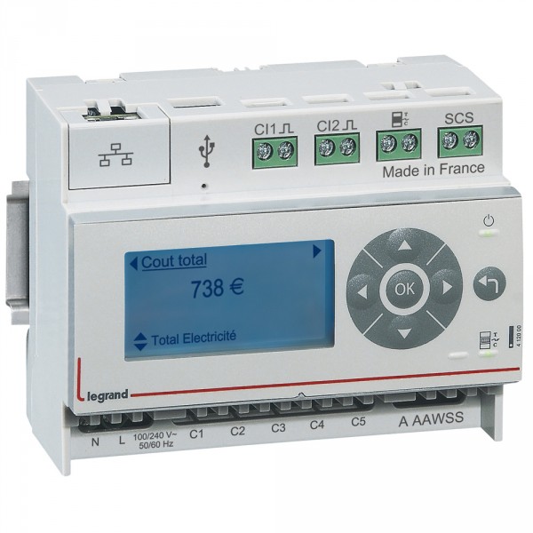 Legrand Ecocompteur résidentiel - 5 entrées - 110-230 V~ - 6 modules