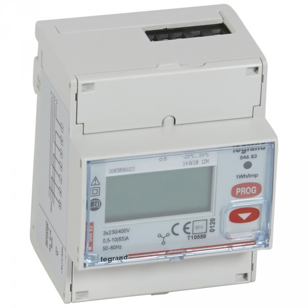 Compteur d'énergie triphasé emDX3 - MID- Raccordement direct 63a 4 modules - sort rs485 Legrand