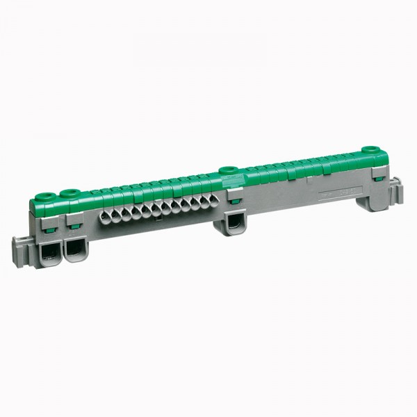 Bornier de répartition IP 2X - connexion auto - 3 bornes à cage - L 227 mm