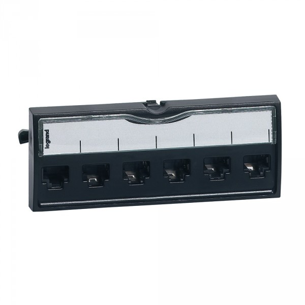 Bloc 6 connecteurs RJ45 - cat.6A - STP - métal - pr panneau brassage 19'' - LCS² Legrand