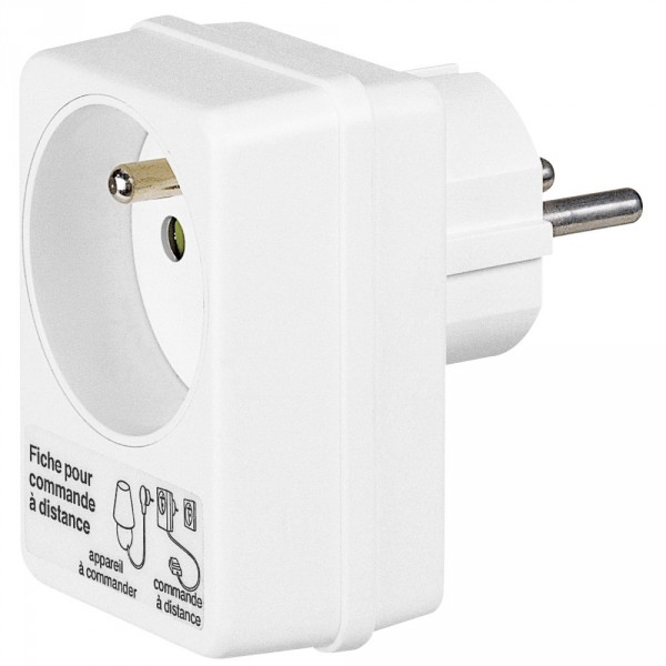 Fiche double fonction - 250 V~ - 16 A - pour cde déportée - éclips - blanc