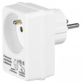 Fiche double fonction - 250 V~ - 16 A - pour cde déportée - éclips - blanc