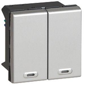 Interrupteur multifonctions bus/scs gestion d'éclairage Legrand Mosaic-2 directions-alu