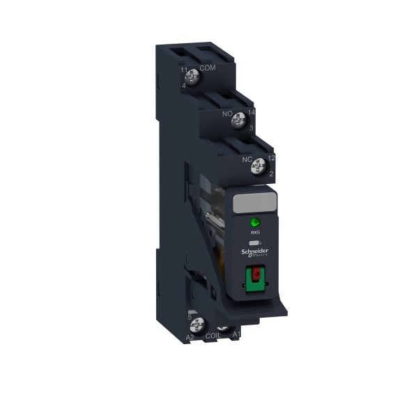 Zelio relay rxg - relais embroc monté sur embase - test + del - 1of 10a - 230vac