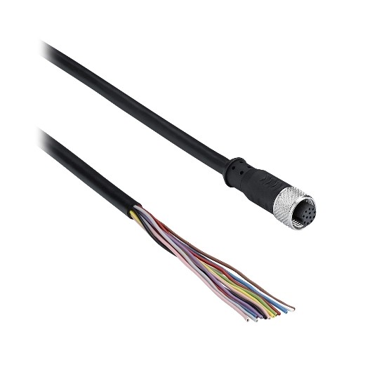 Telemecanique osisense xz - connecteur droit m12 femelle 12 pôles câble 5m