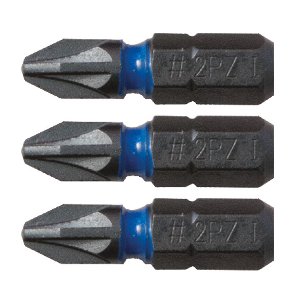 Embout de vissage impact blue steel 25 mm - pz1, 3 sur carte blister