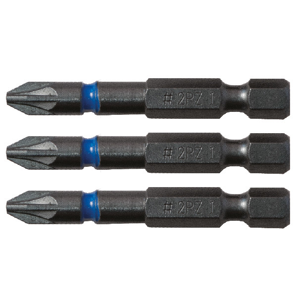 Embout de vissage impact blue steel 50 mm - pz1, 3 sur carte blister
