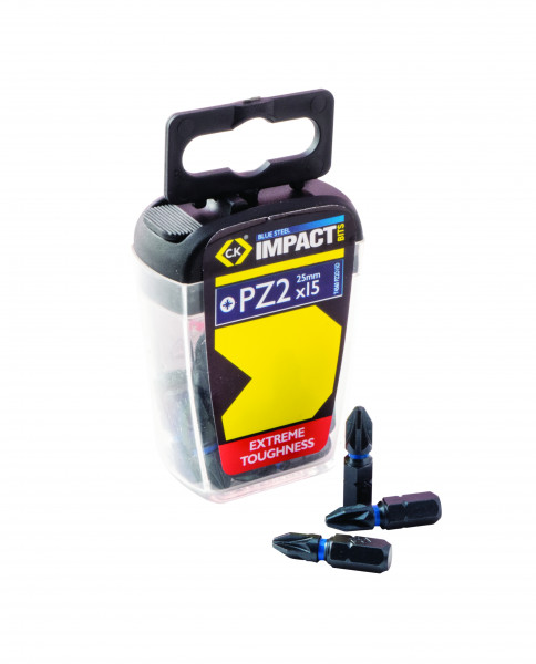 Embout de vissage impact blue steel 25 mm - pz2, boîte de 15