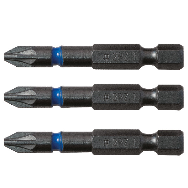 Embout de vissage impact blue steel 50 mm - pz2, 3 sur carte blister