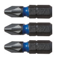 Embout de vissage impact blue steel 25 mm - pz3, 3 sur carte blister