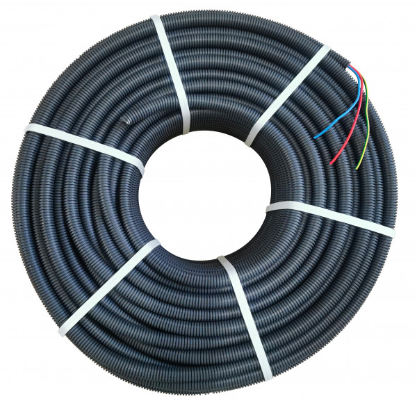 Gaine ICTA 3G2,5mm² diamètre 20 Qofil Preflex R/B/VJ noire couronne de 100m