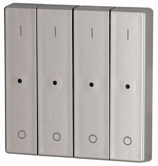 Bouton à bascule, quadruple, avec led, i/0, couleur argent (CWIZ-04/13-LED)