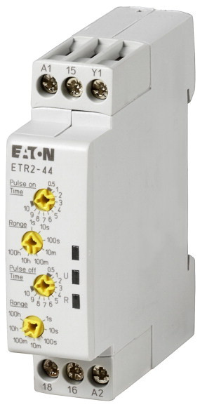 Relais temporisé, 0,05s-100h, 24-240v50/60hz, 24-48vdc, 1w, clignoteur, 2 pér. (ETR2-44)