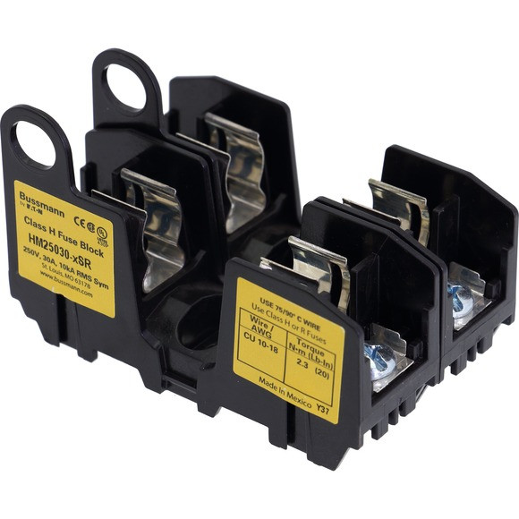 Eaton hm250302sr fuse block, class h, 250v 30a, 2 pole