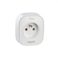 Prise connectée 2 P+T 13 A Blanche Wiser Schneider Electric - Répétiteur Zigbee