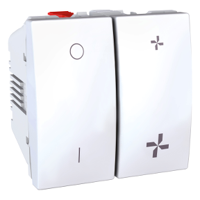 Schneider Unica Blanc double interrupteur VMC 2 vitesses+position marche/arrêt 2 modules