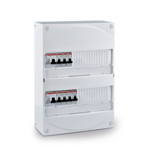 Coffret monté câblé 2 rangées, 1 id 40a type a, 1 id 63a ,7 disjoncteurs - ABB - HQ215796