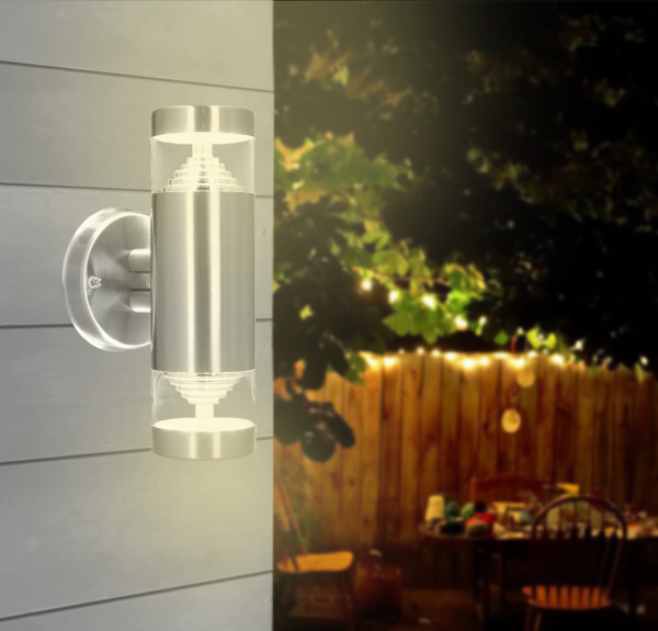 Applique bidirectionnelle LED Arlux Castellane IP44 9W 3000K 1000lm inox