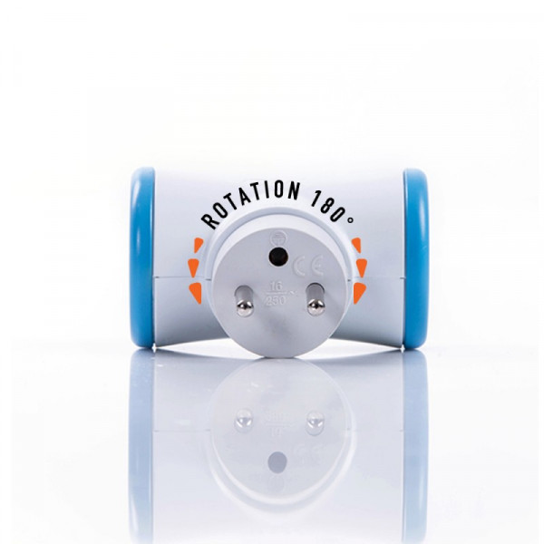Biplite 2x16a rotative 180° blanche (blister cartonné)