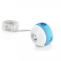 Multiprise multimédia 2x16a + 1x6a + usb 2,1a blanc/bleue