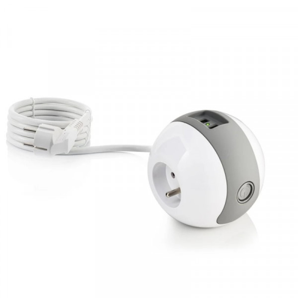 Multiprise multimédia 2x16a + 1x6a + usb 2,1a blanc/gris