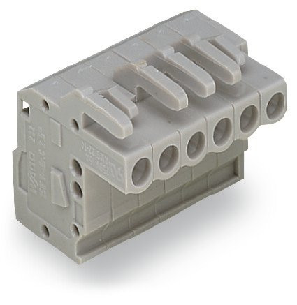 Connecteur femelle coudé 9 pôles / pas 5 mm / gris / sortie coté ondulé