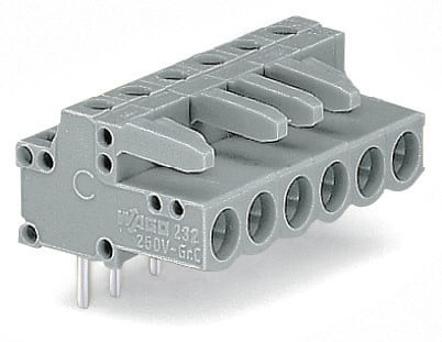 Connecteur femelle coudé ci 4 broches à souder / gris / tige de codage - Wago - 232234