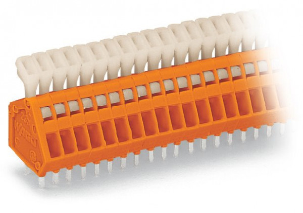 Barrette à bornes ci pas 2,54 mm 12 pôles avec poussoir, orange - Wago - 233512