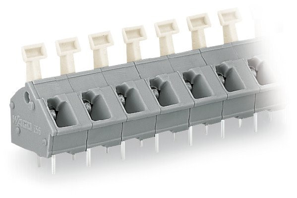 Barr borne ci 7.5/7.62mm 3 p/a/pouss 2 br/a souder/l5.5mm/gris