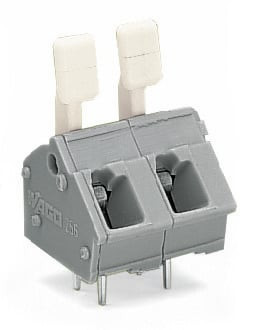 Borne pour ci  poussoir manuel 2,5mm² pas 7.5/7.62mm 6 pôles, gris - Wago - 256506/333000